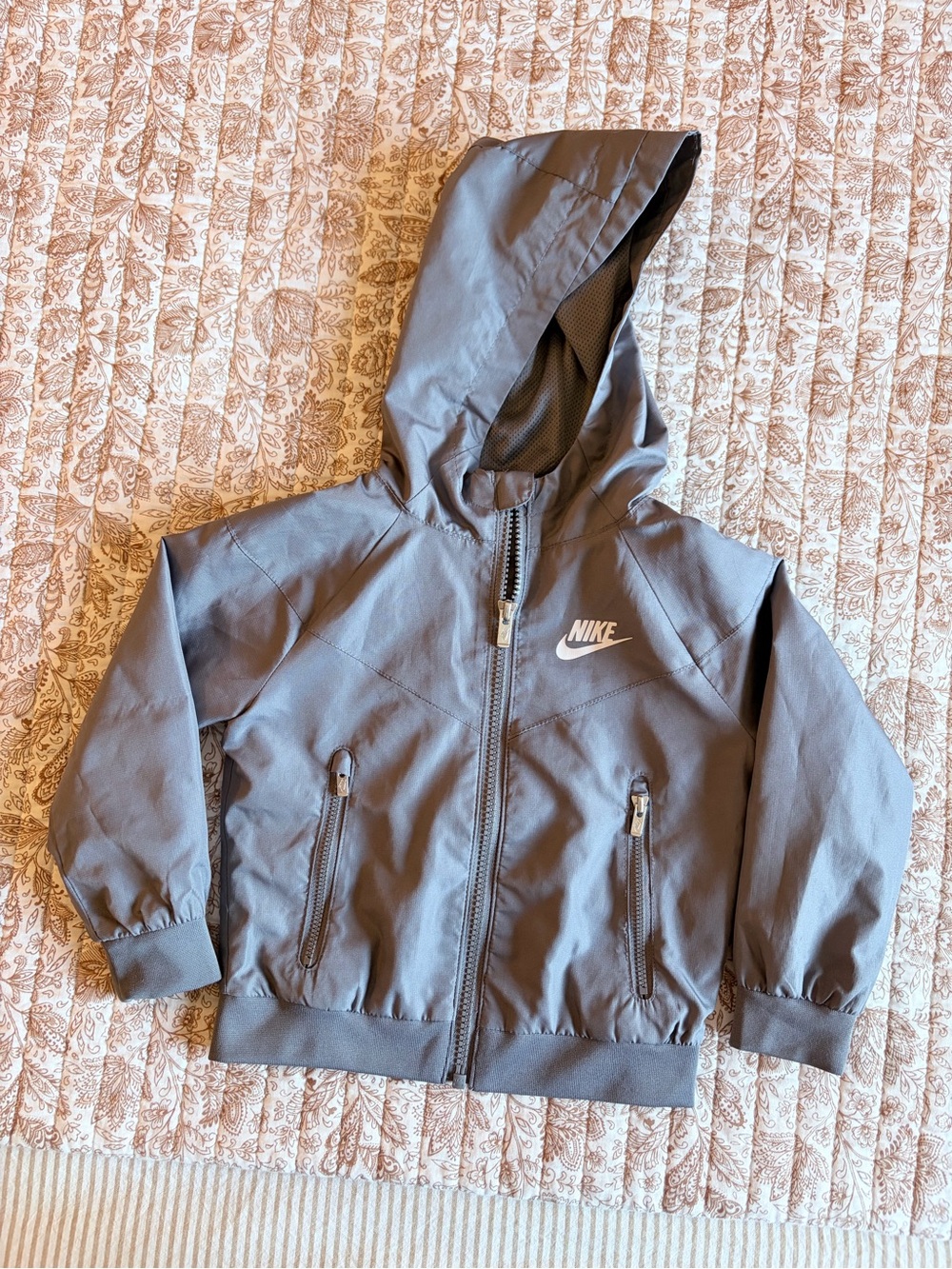 Nike Toddler Hooded Windbreaker Rain Jacket - Gray - 2T